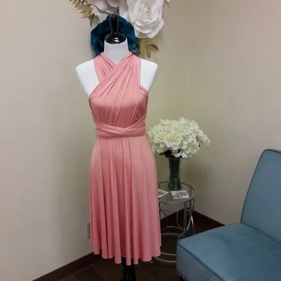 Convertible Infinity Dress Xs-xl Onesize Small Medium Larger Soft Orange | Color: Orange | Size: One Size | Adrikhalil's Closet